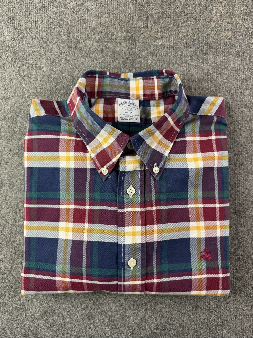 Brooks Brothers Regent Mens Supima Cotton L/S Plaid Button Down Shirt Sz XL
